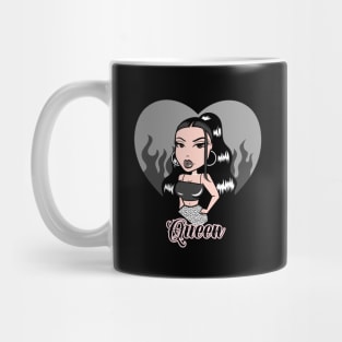 Queen Girl Doll Light Black v2 Heart Mug